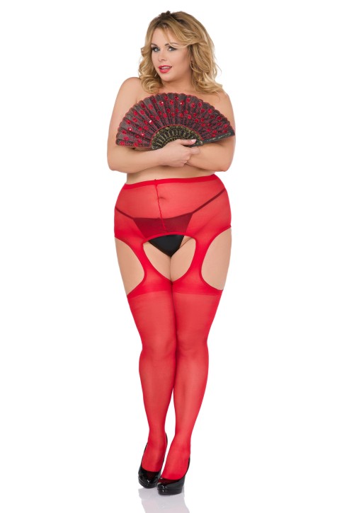 rote ouvert Strumpfhose STP/02/5 von Andalea Plus Size