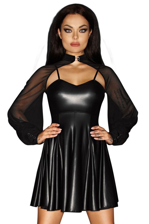 schwarzes Wetlook Kleid F118 5XL von Noir Handmade