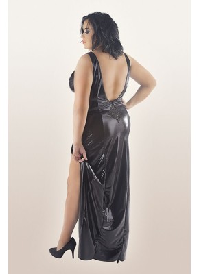 langes schwarzes Wetlook-Kleid C/4005 42/44 von Andalea