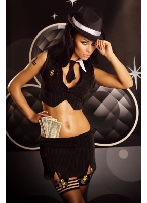 4-teiliges schwarzes Outfit Gangstas Paradise S/M von Lolitta Dessous