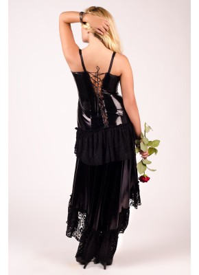 schwarzes langes Kleid M/1023 46/48 von Andalea Dessous