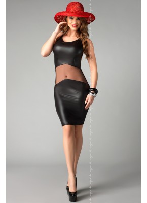 schwarzes Wetlook Kleid Coco L/XL von MeSeduce