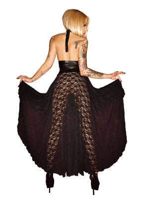 schwarzes langes Neckholder-Kleid F021 L von Noir Handmade