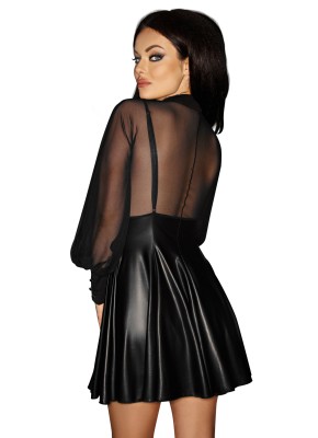 schwarzes Wetlook Kleid F118 L von Noir Handmade